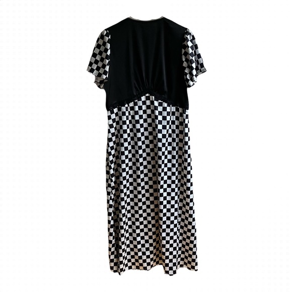 Dressed in LALA No Risk No Magic Maxi Dress Size L Checkerboard Satin Rockabilly - Picture 12 of 13